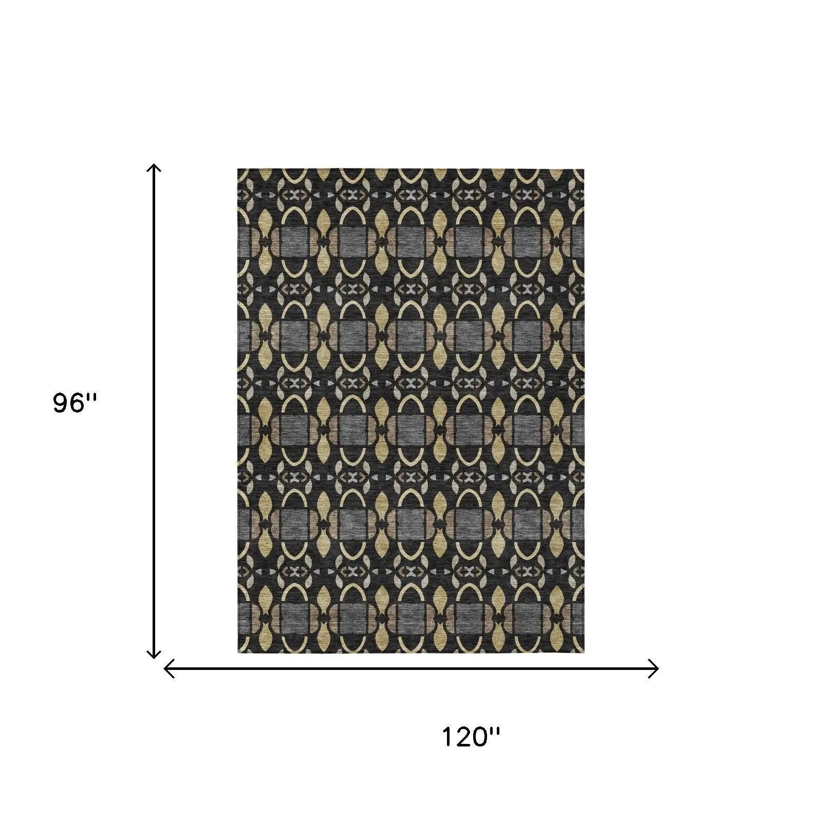 8' X 10' Black And Graphite Striped Washable Indoor Outdoor Area Rug Homeroots Outdoor