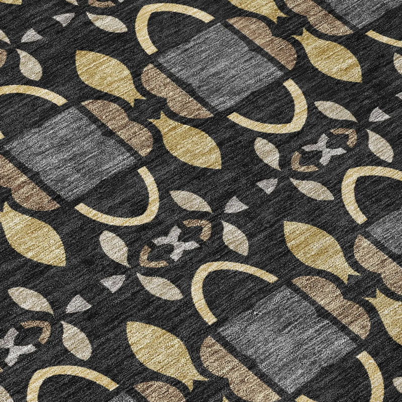 8' X 10' Black And Graphite Striped Washable Indoor Outdoor Area Rug Homeroots Outdoor