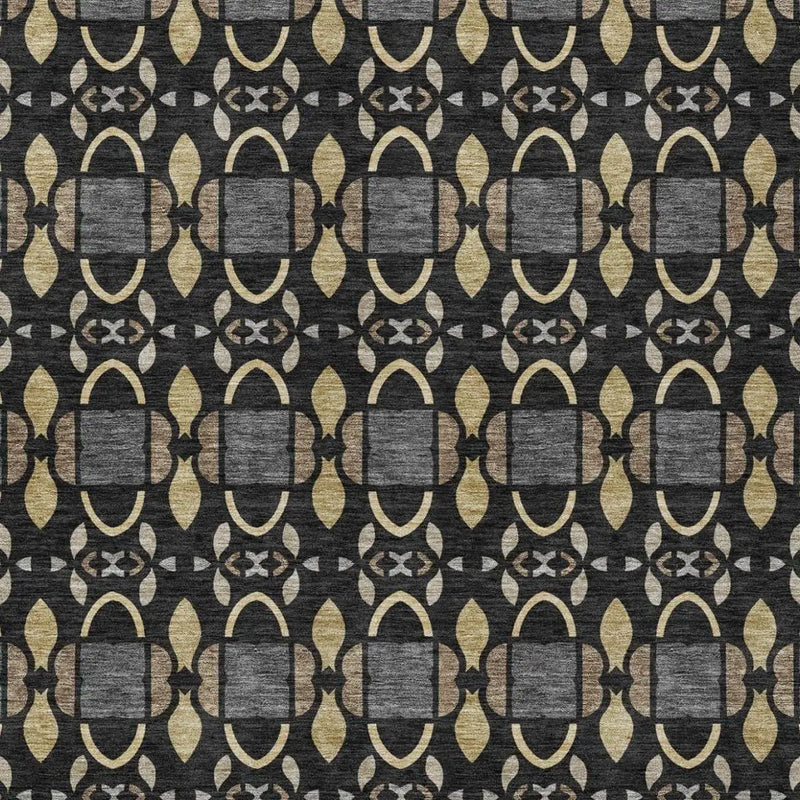 8' X 10' Black And Graphite Striped Washable Indoor Outdoor Area Rug Homeroots Outdoor