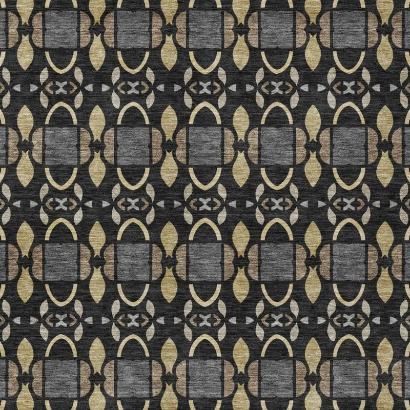 8' X 10' Black And Graphite Striped Washable Indoor Outdoor Area Rug Homeroots Outdoor