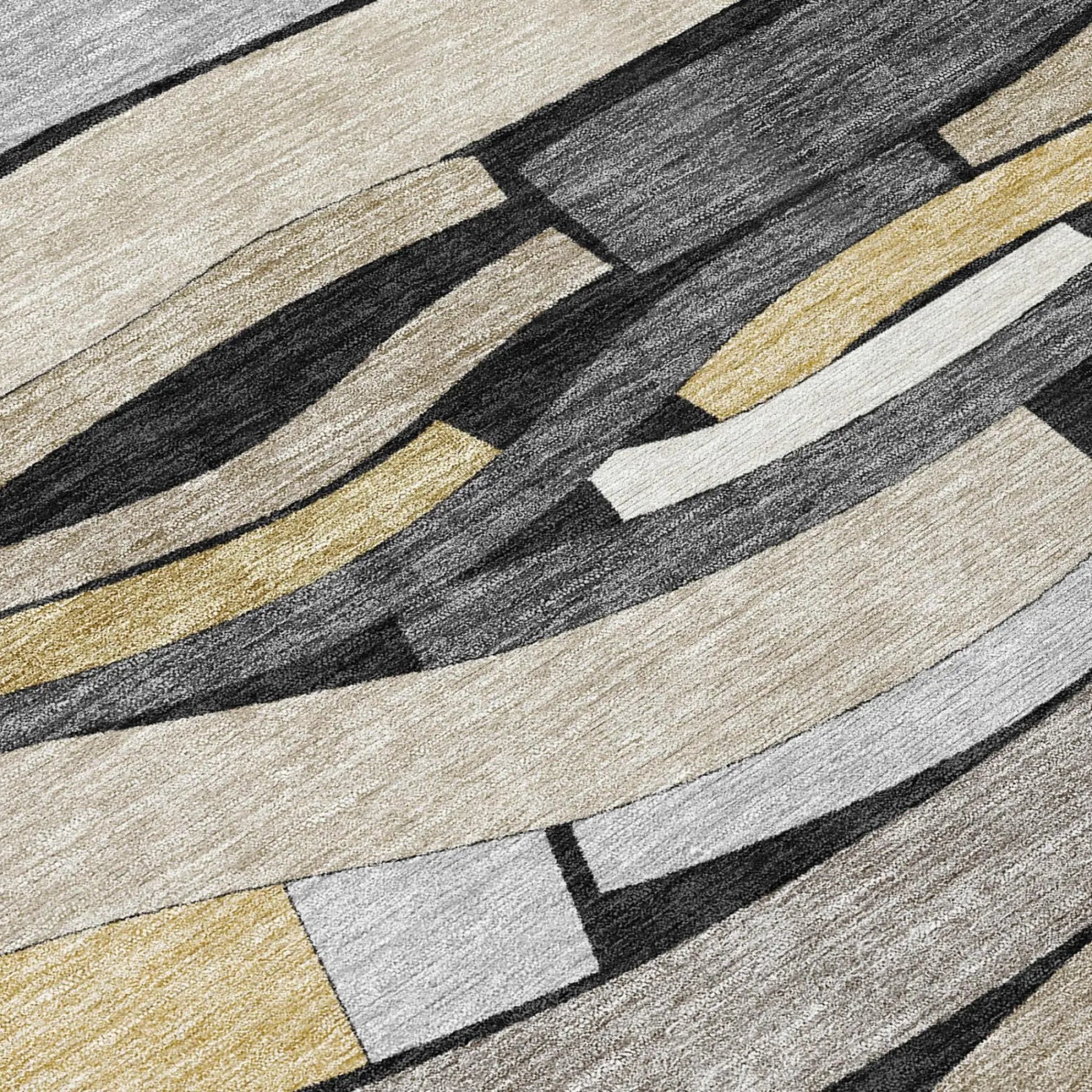 8' X 10' Black And Graphite Striped Washable Indoor Outdoor Area Rug Homeroots Outdoor