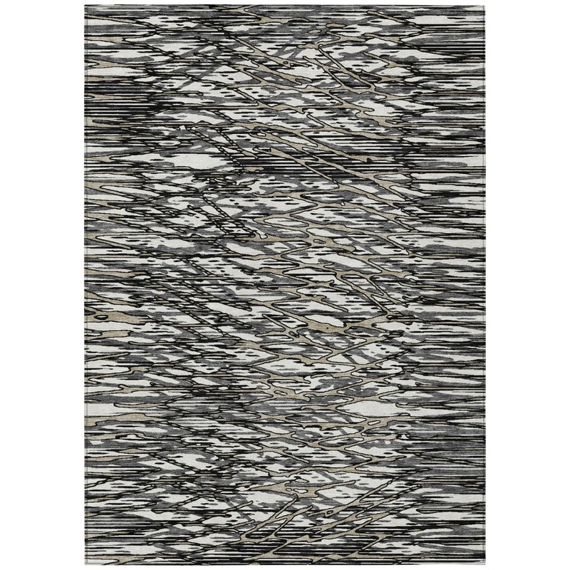 8' X 10' Black And Gray Abstract Washable Indoor Outdoor Area Rug Homeroots Outdoor