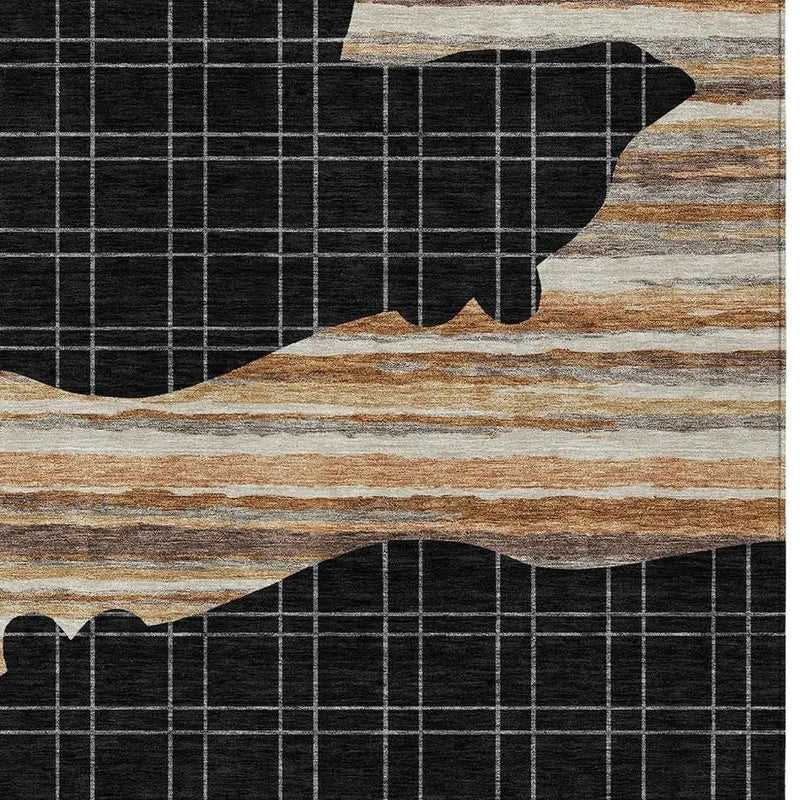 8' X 10' Black And Gray Abstract Washable Indoor Outdoor Area Rug Homeroots Outdoor