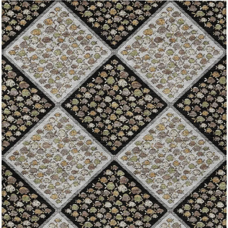 8' X 10' Black And Gray Abstract Washable Indoor Outdoor Area Rug Homeroots Outdoor