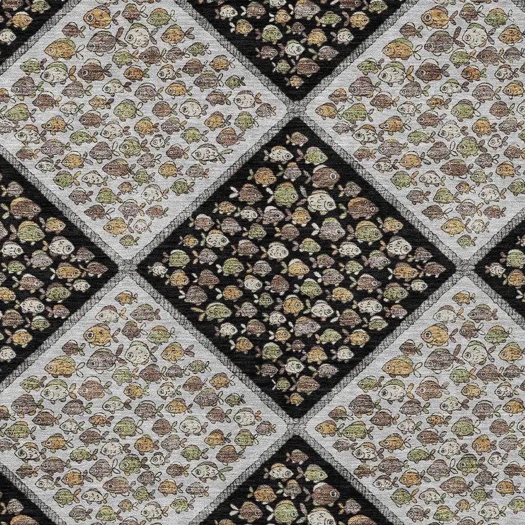 8' X 10' Black And Gray Abstract Washable Indoor Outdoor Area Rug Homeroots Outdoor