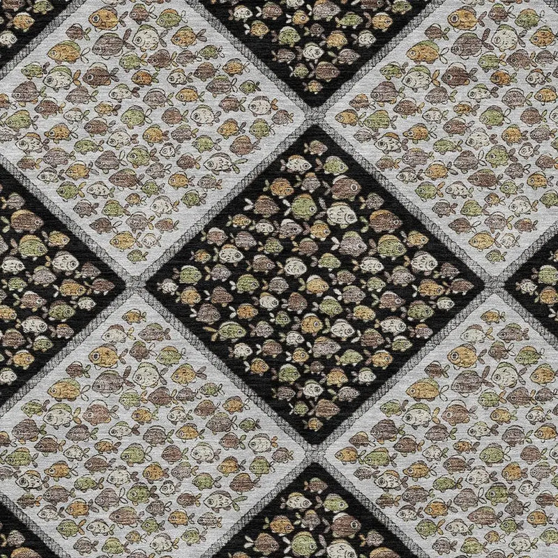 8' X 10' Black And Gray Abstract Washable Indoor Outdoor Area Rug Homeroots Outdoor