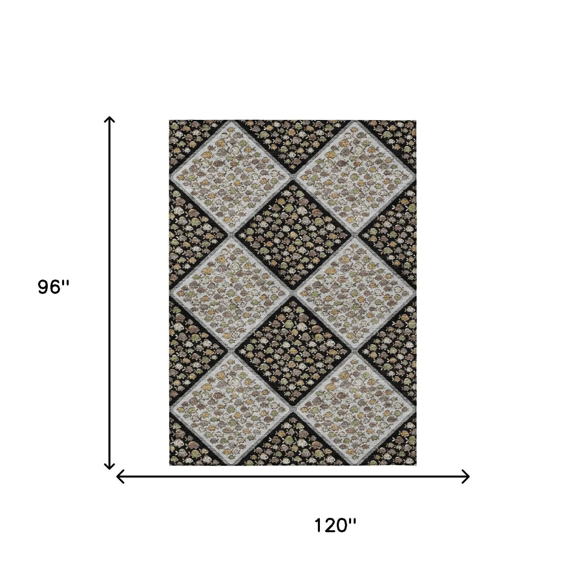8' X 10' Black And Gray Abstract Washable Indoor Outdoor Area Rug Homeroots Outdoor