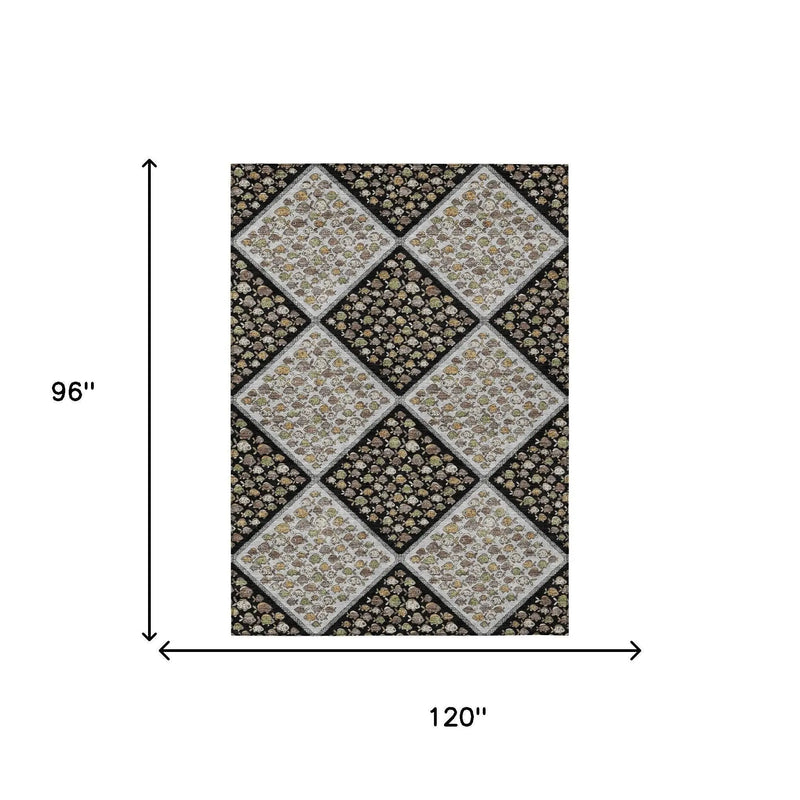 8' X 10' Black And Gray Abstract Washable Indoor Outdoor Area Rug Homeroots Outdoor
