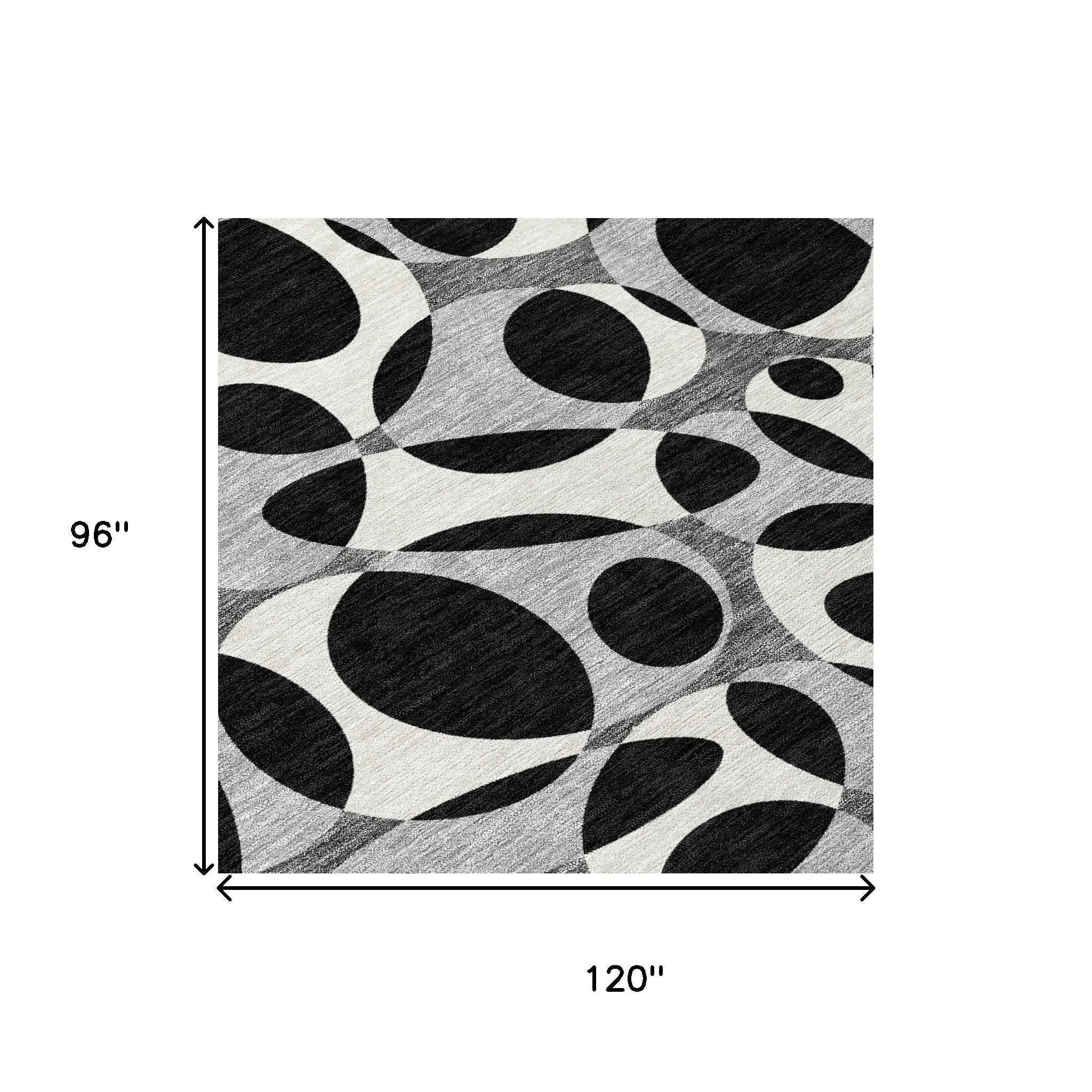 8' X 10' Black And Gray Abstract Washable Indoor Outdoor Area Rug Homeroots Outdoor