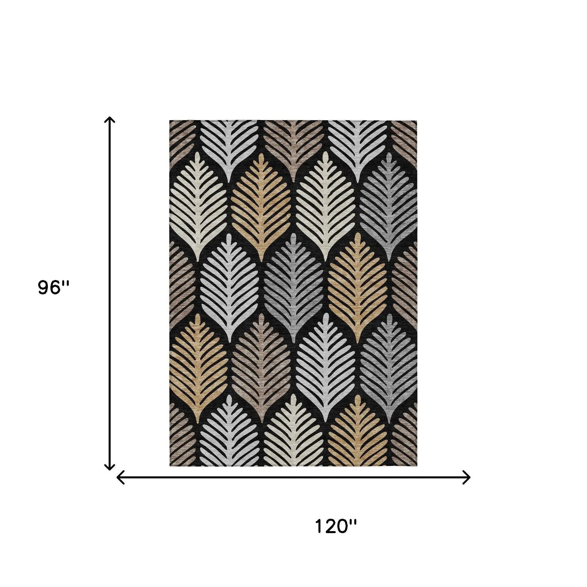 8' X 10' Black And Gray Floral Washable Indoor Outdoor Area Rug Homeroots Outdoor