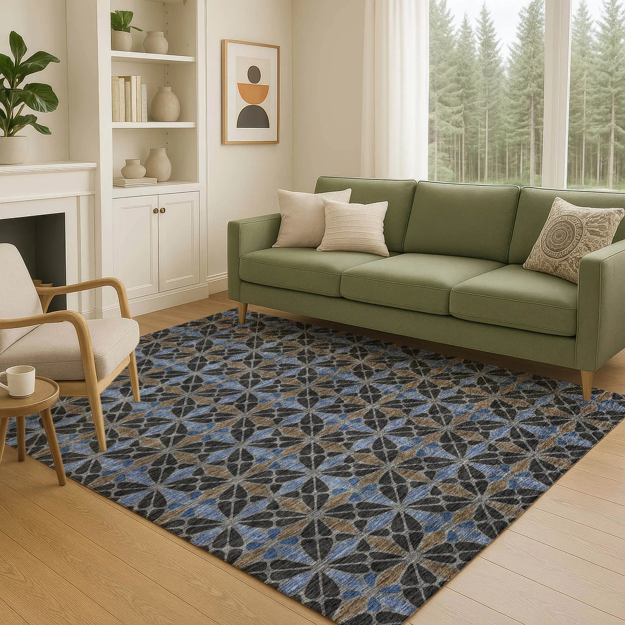 8' X 10' Black And Gray Geometric Washable Indoor Outdoor Area Rug Homeroots Outdoor