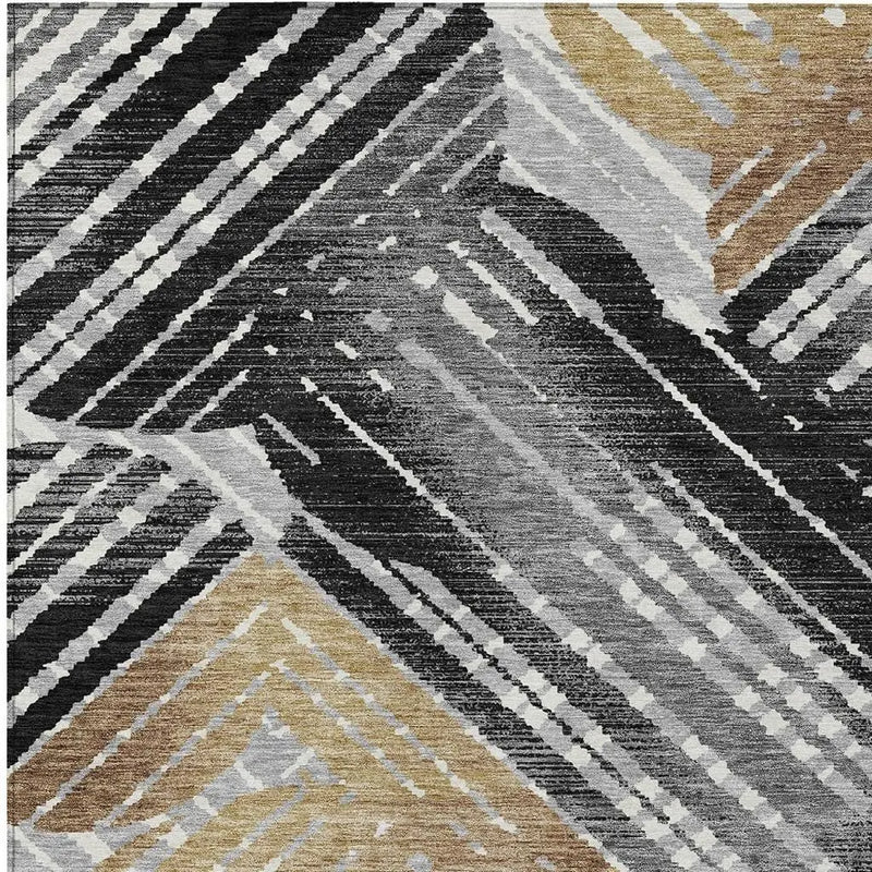 8' X 10' Black And Gray Geometric Washable Indoor Outdoor Area Rug Homeroots Outdoor