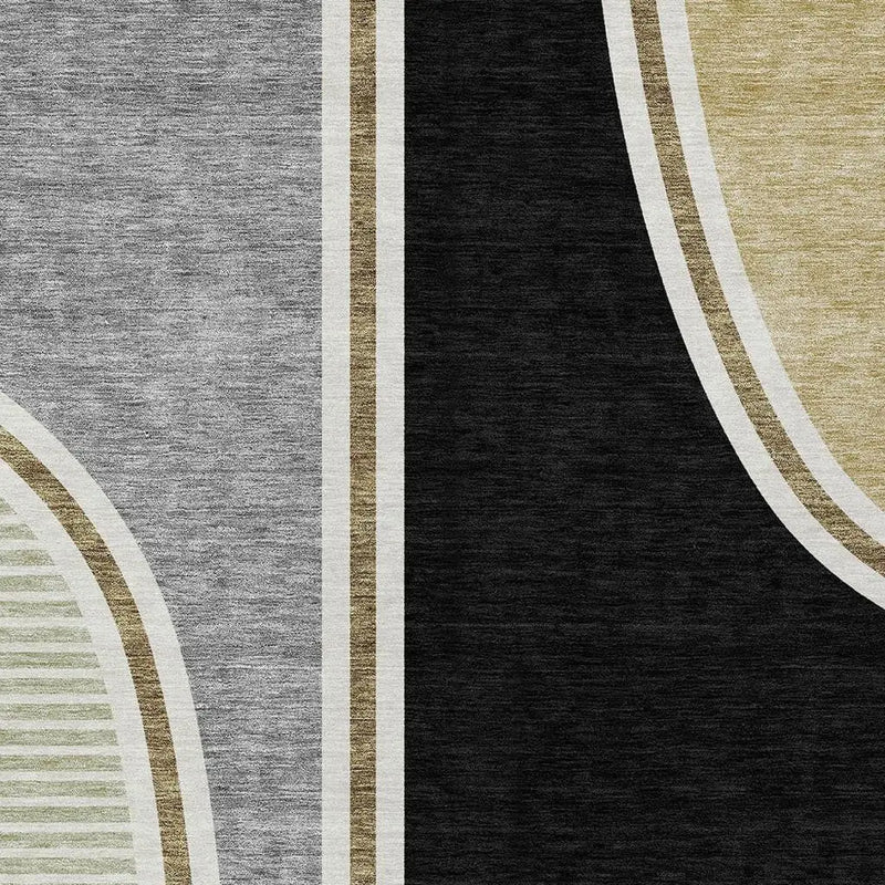 8' X 10' Black And Gray Geometric Washable Indoor Outdoor Area Rug Homeroots Outdoor