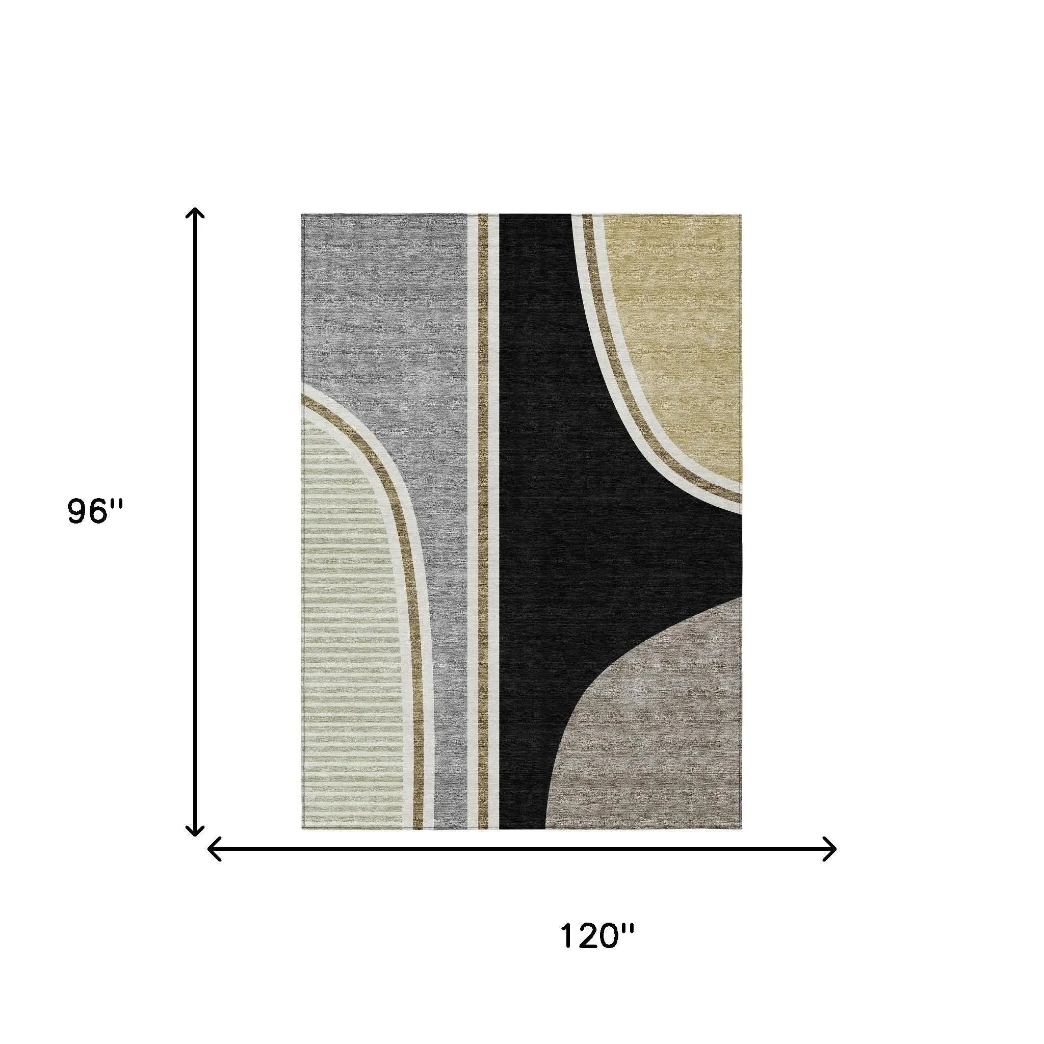 8' X 10' Black And Gray Geometric Washable Indoor Outdoor Area Rug Homeroots Outdoor