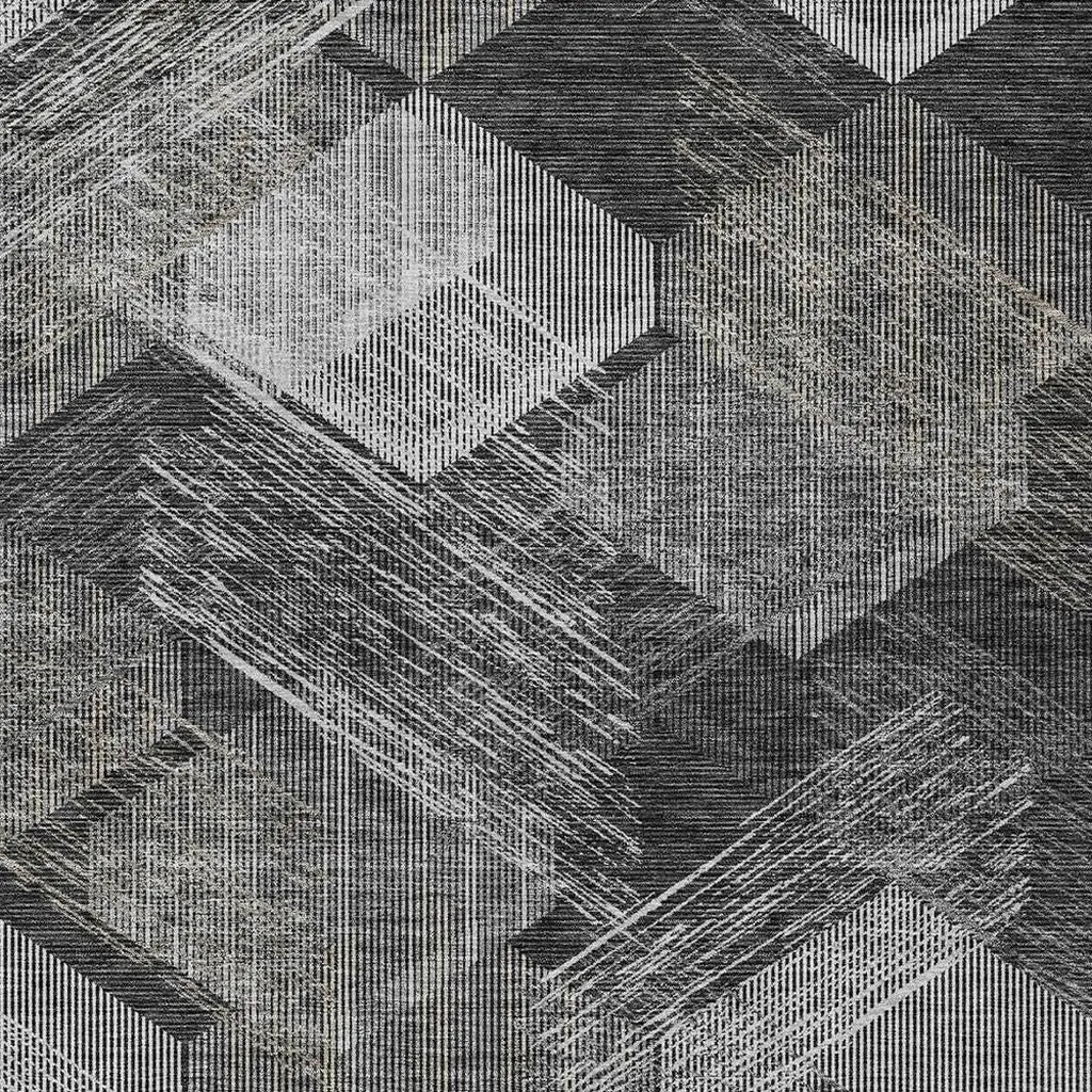 8' X 10' Black And Gray Geometric Washable Indoor Outdoor Area Rug Homeroots Outdoor