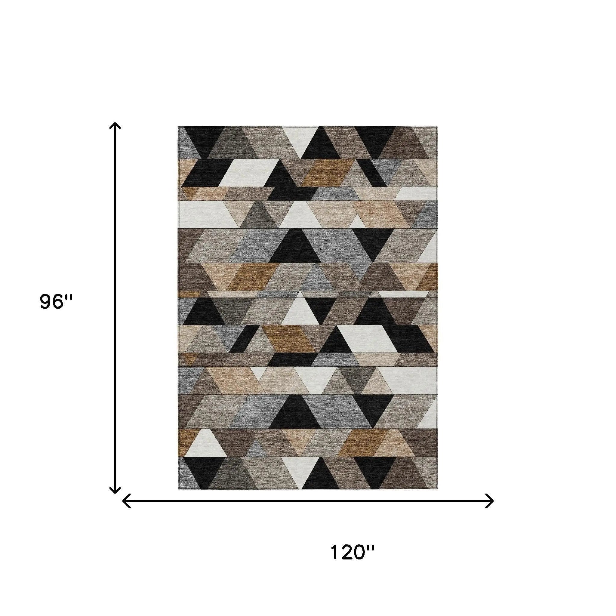8' X 10' Black And Gray Geometric Washable Indoor Outdoor Area Rug Homeroots Outdoor