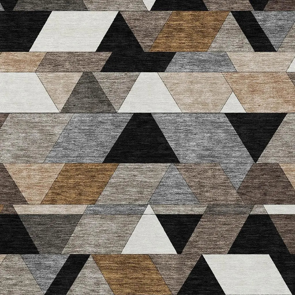 8' X 10' Black And Gray Geometric Washable Indoor Outdoor Area Rug Homeroots Outdoor
