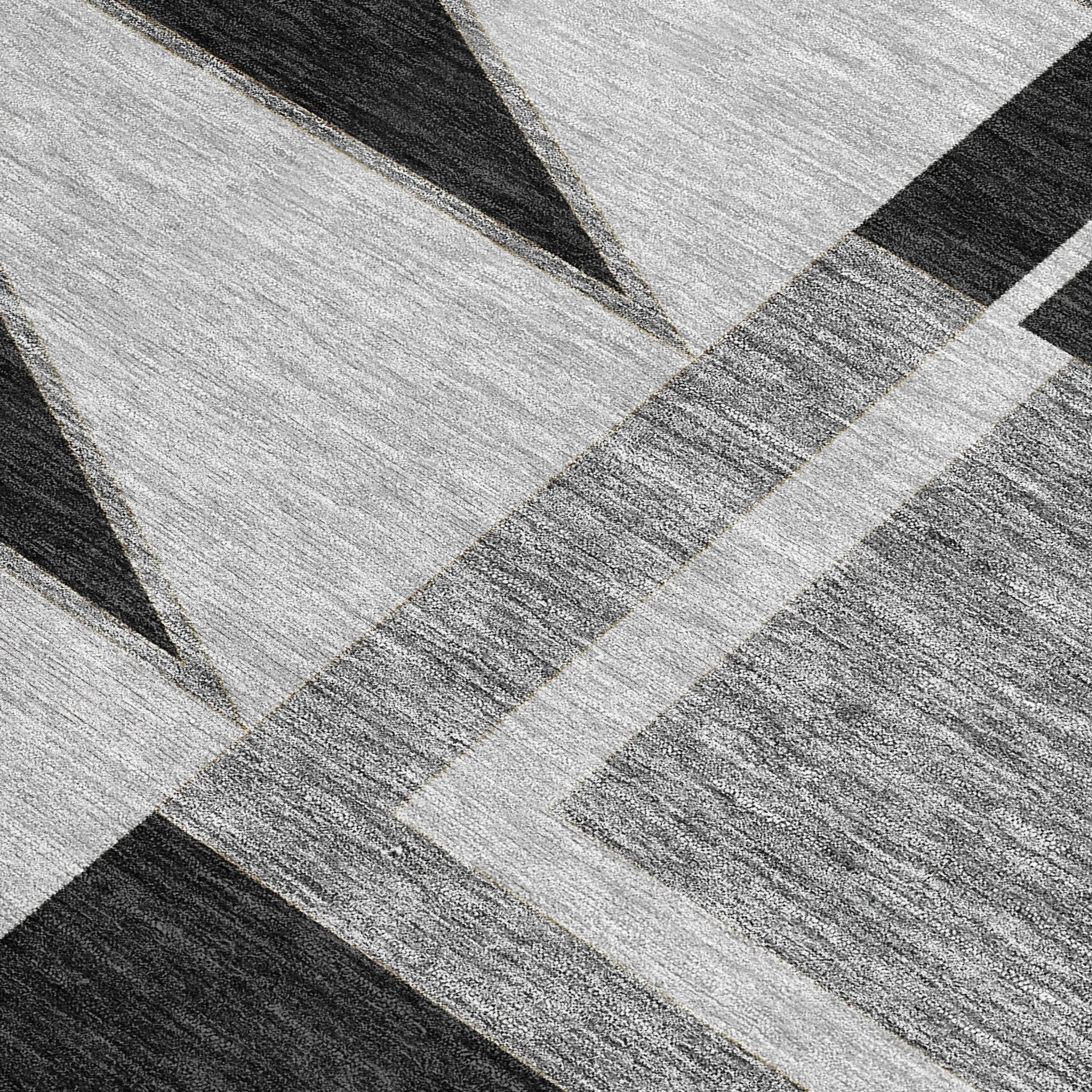 8' X 10' Black And Gray Geometric Washable Indoor Outdoor Area Rug Homeroots Outdoor