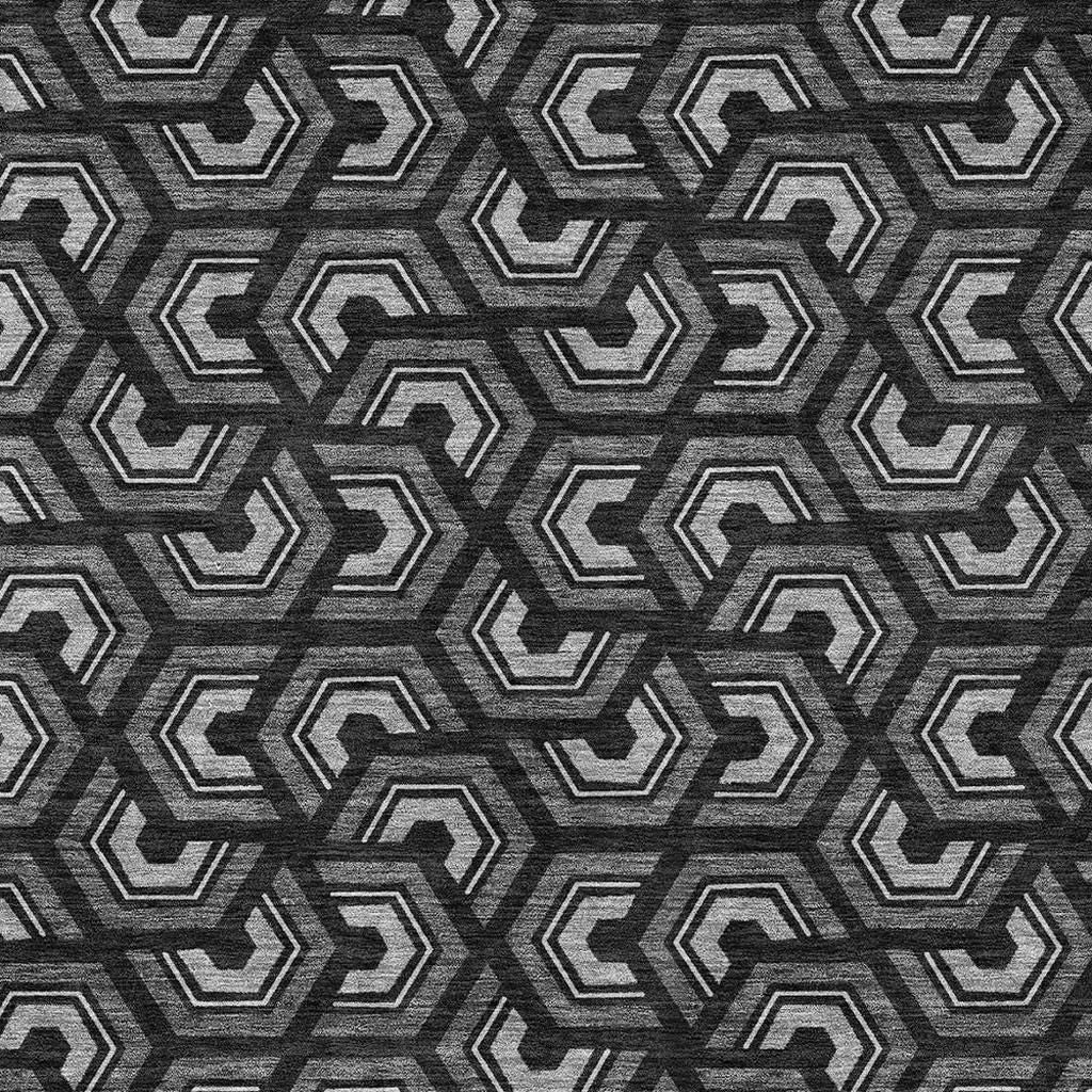 8' X 10' Black And Gray Geometric Washable Indoor Outdoor Area Rug Homeroots Outdoor
