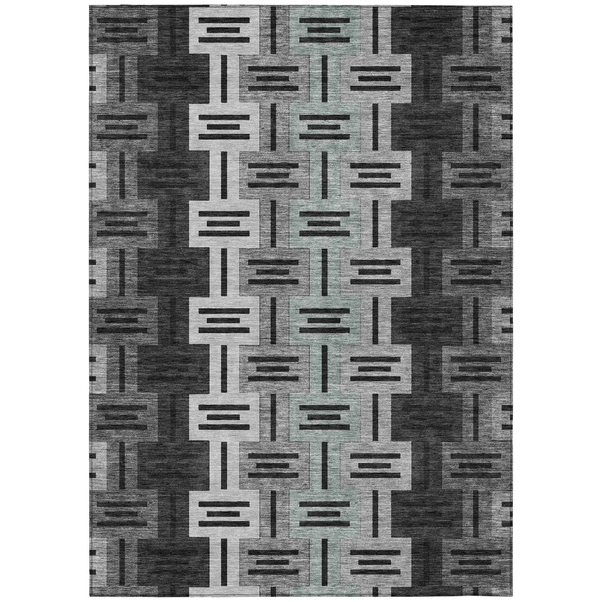 8' X 10' Black And Gray Geometric Washable Indoor Outdoor Area Rug Homeroots Outdoor