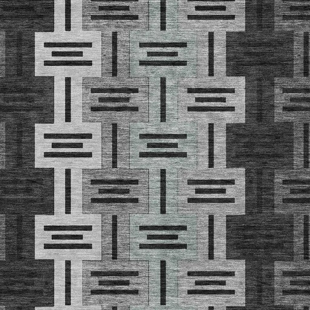 8' X 10' Black And Gray Geometric Washable Indoor Outdoor Area Rug Homeroots Outdoor