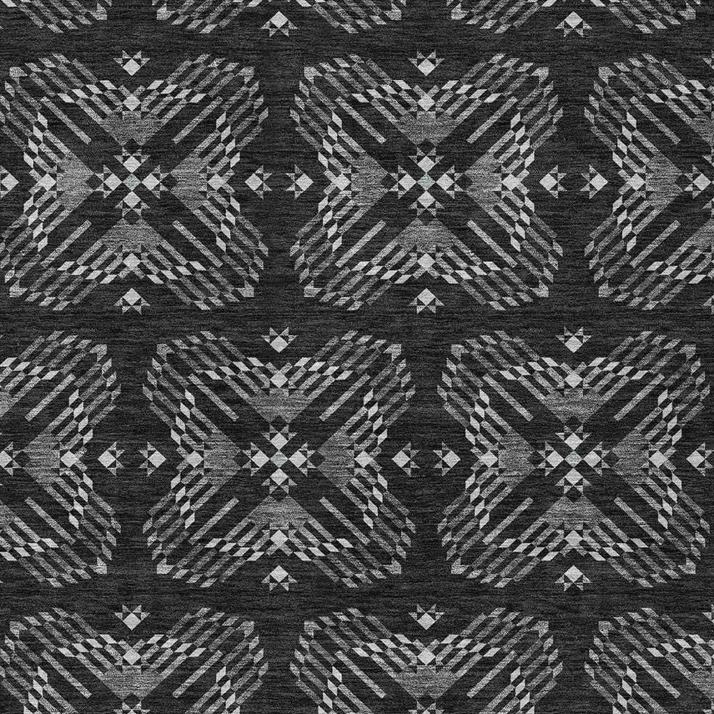 8' X 10' Black And Gray Geometric Washable Indoor Outdoor Area Rug Homeroots Outdoor
