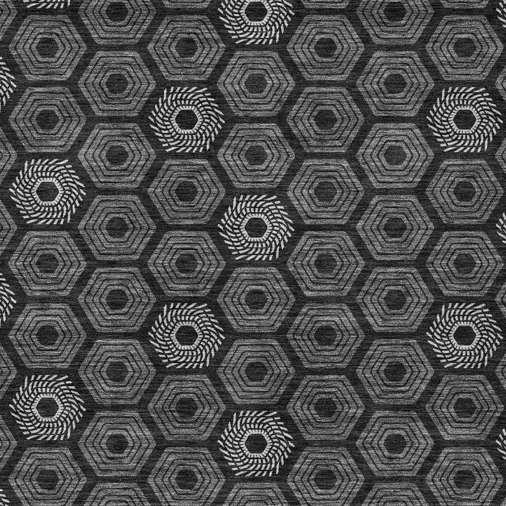 8' X 10' Black And Gray Geometric Washable Indoor Outdoor Area Rug Homeroots Outdoor