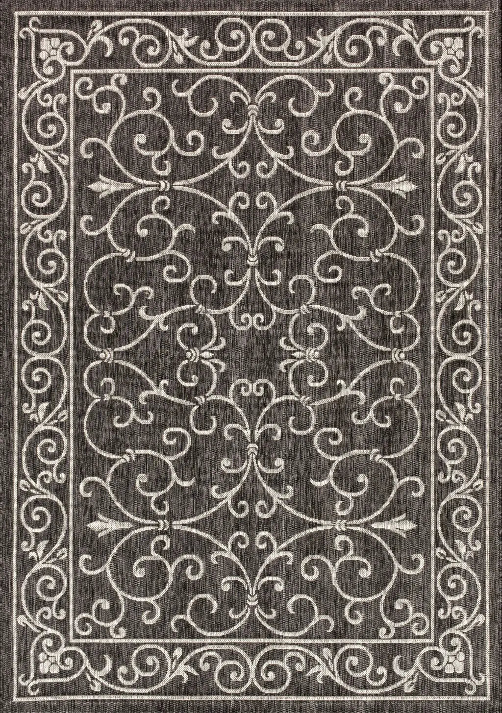 8' X 10' Black And Gray Medallion Indoor Outdoor Area Rug Homeroots Outdoor