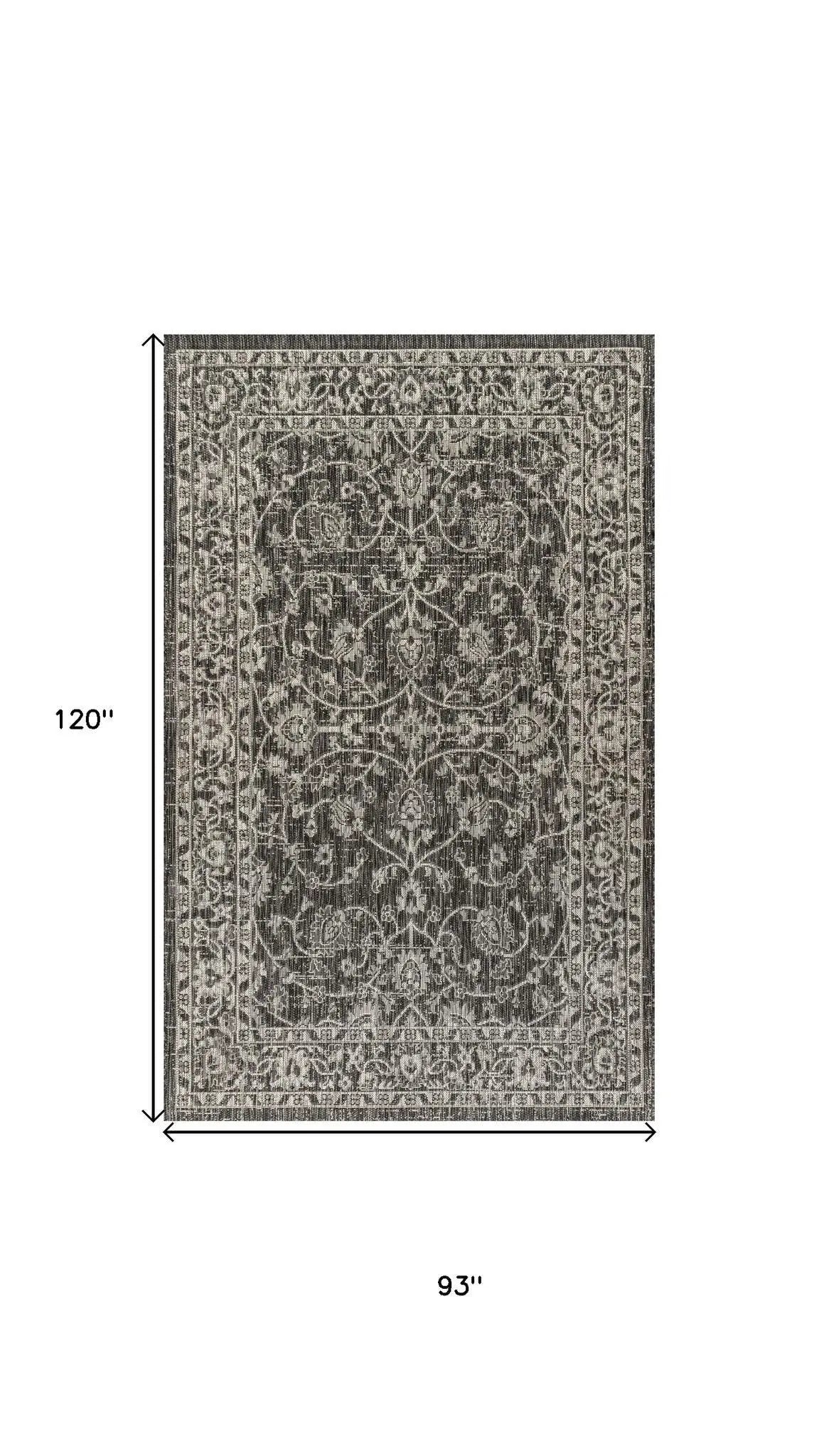 8' X 10' Black And Gray Medallion Indoor Outdoor Area Rug Homeroots Outdoor