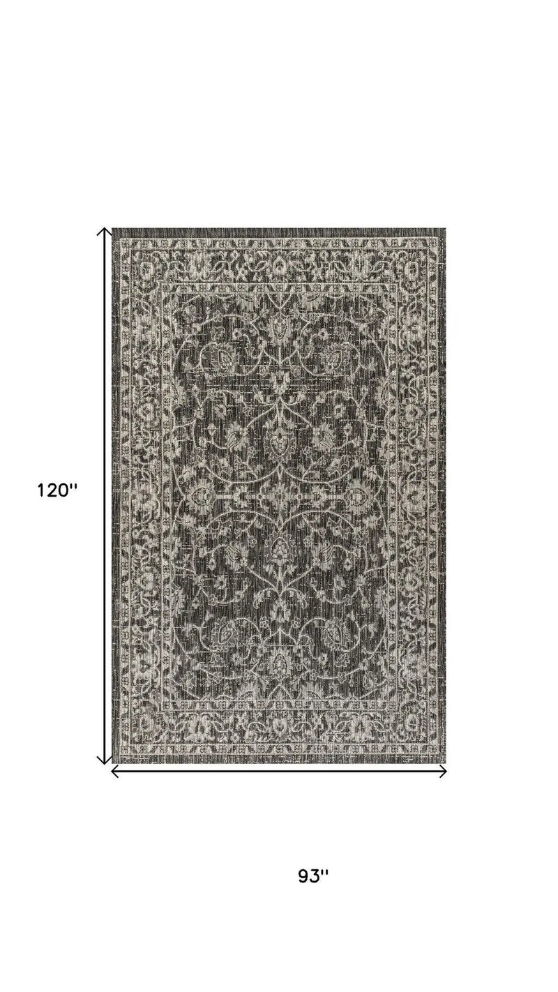 8' X 10' Black And Gray Medallion Indoor Outdoor Area Rug Homeroots Outdoor
