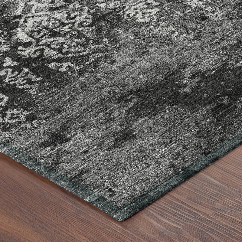 8' X 10' Black And Gray Oriental Washable Indoor Outdoor Area Rug Homeroots Outdoor
