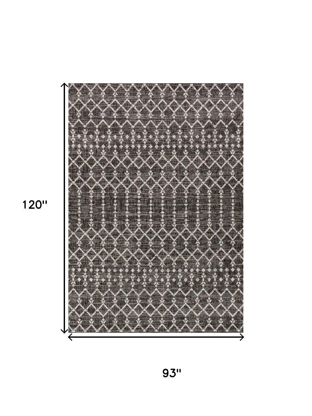 8' X 10' Black And Gray Trellis Indoor Outdoor Area Rug Homeroots Outdoor