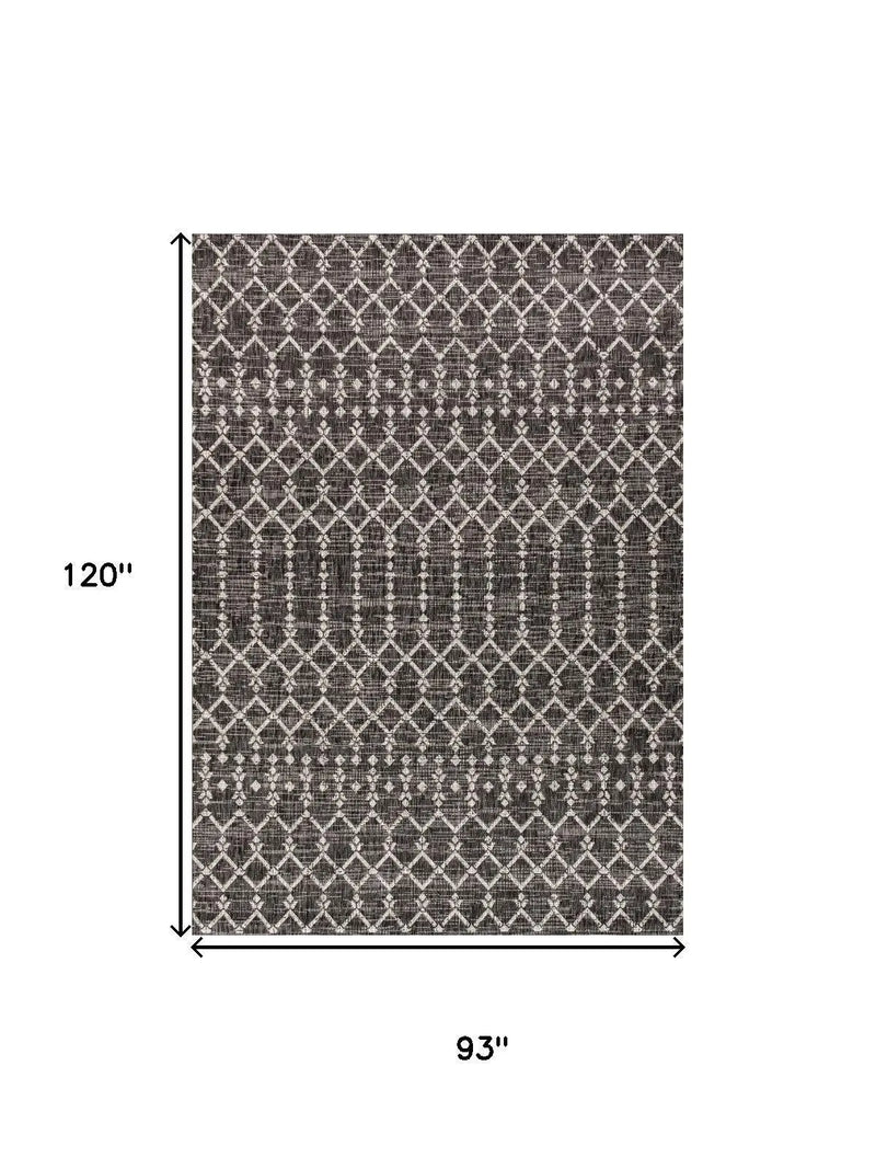8' X 10' Black And Gray Trellis Indoor Outdoor Area Rug Homeroots Outdoor