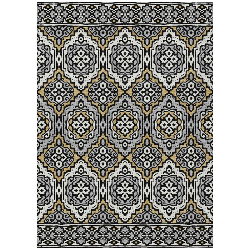 8' X 10' Black And Gray Tribal Washable Indoor Outdoor Area Rug Homeroots Outdoor