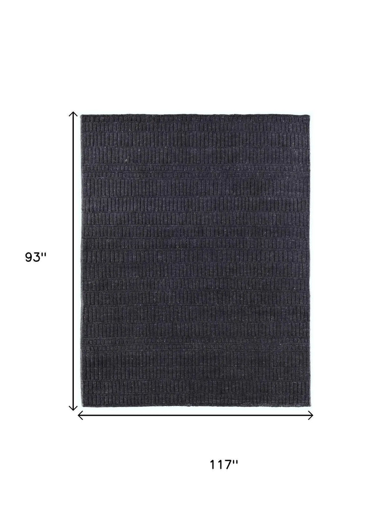 8' X 10' Black And Gray Wool Hand Knotted Area Rug Homeroots Home Decor