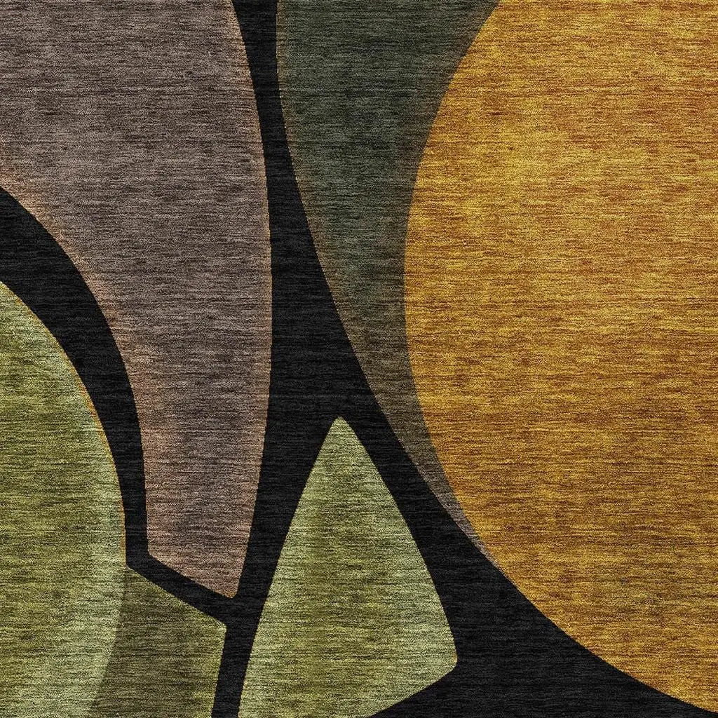 8' X 10' Black And Green Abstract Washable Indoor Outdoor Area Rug Homeroots Outdoor
