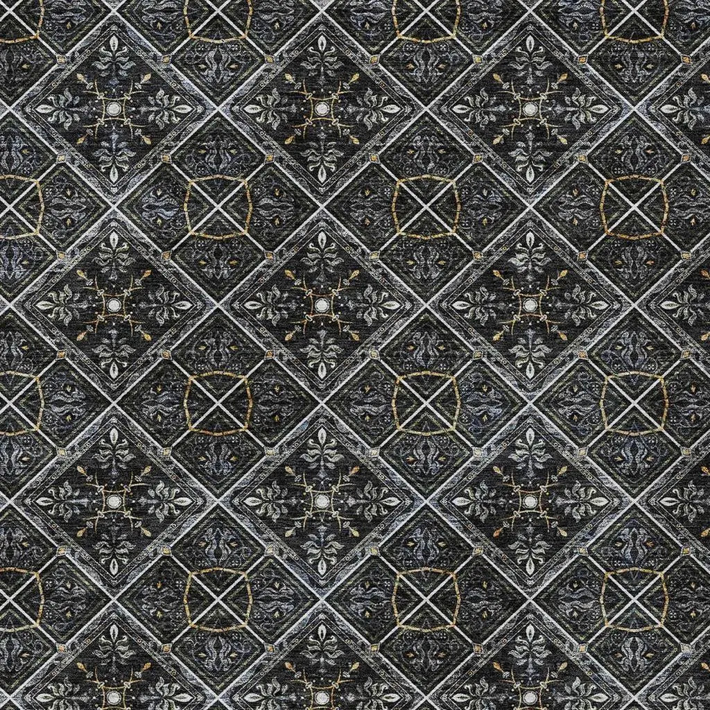 8' X 10' Black And Green Geometric Washable Indoor Outdoor Area Rug Homeroots Outdoor