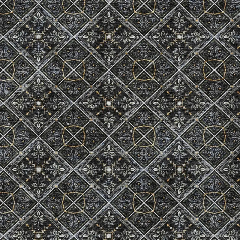 8' X 10' Black And Green Geometric Washable Indoor Outdoor Area Rug Homeroots Outdoor