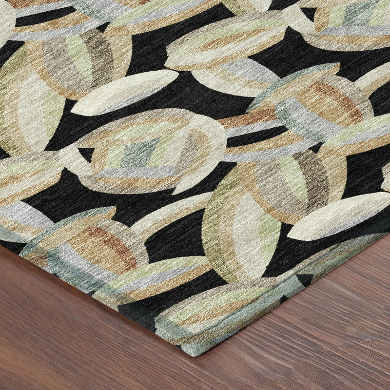 8' X 10' Black And Ivory Abstract Washable Indoor Outdoor Area Rug Homeroots Outdoor