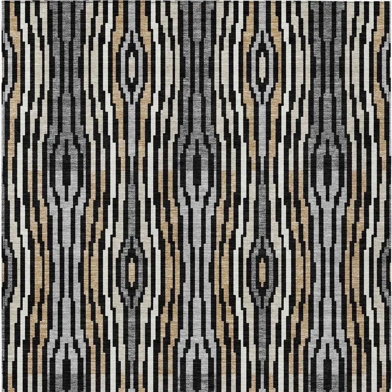 8' X 10' Black And Ivory Abstract Washable Indoor Outdoor Area Rug Homeroots Outdoor