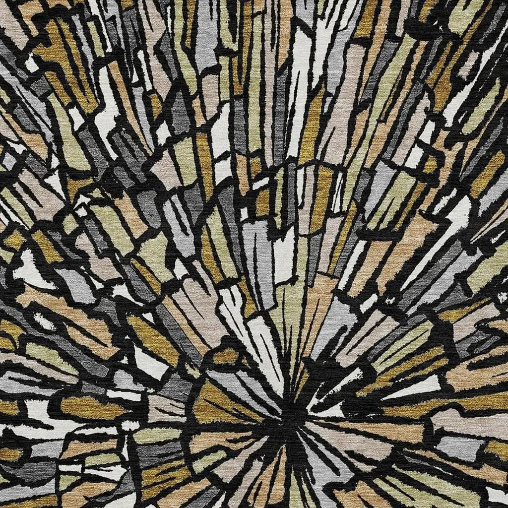 8' X 10' Black And Ivory Abstract Washable Indoor Outdoor Area Rug Homeroots Outdoor
