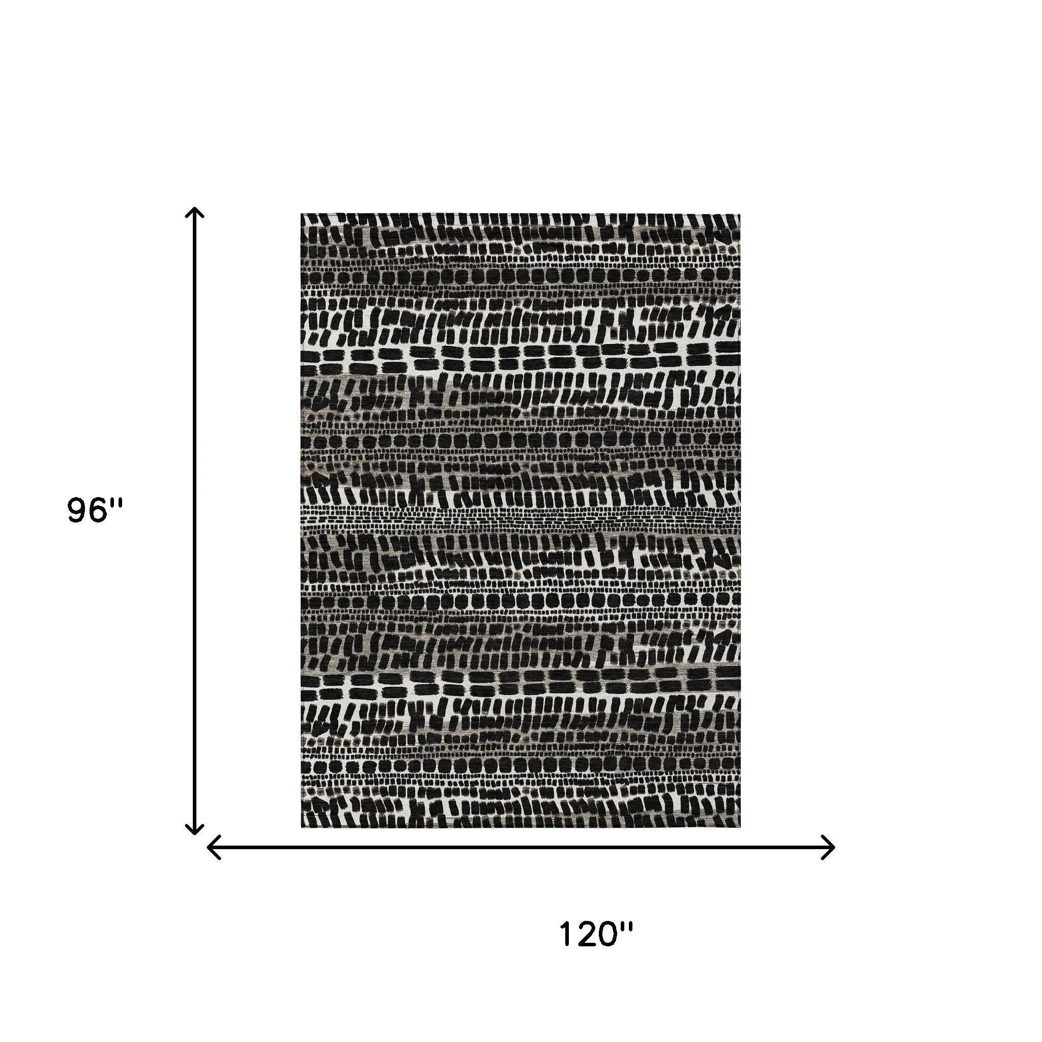 8' X 10' Black And Ivory Abstract Washable Indoor Outdoor Area Rug Homeroots Outdoor
