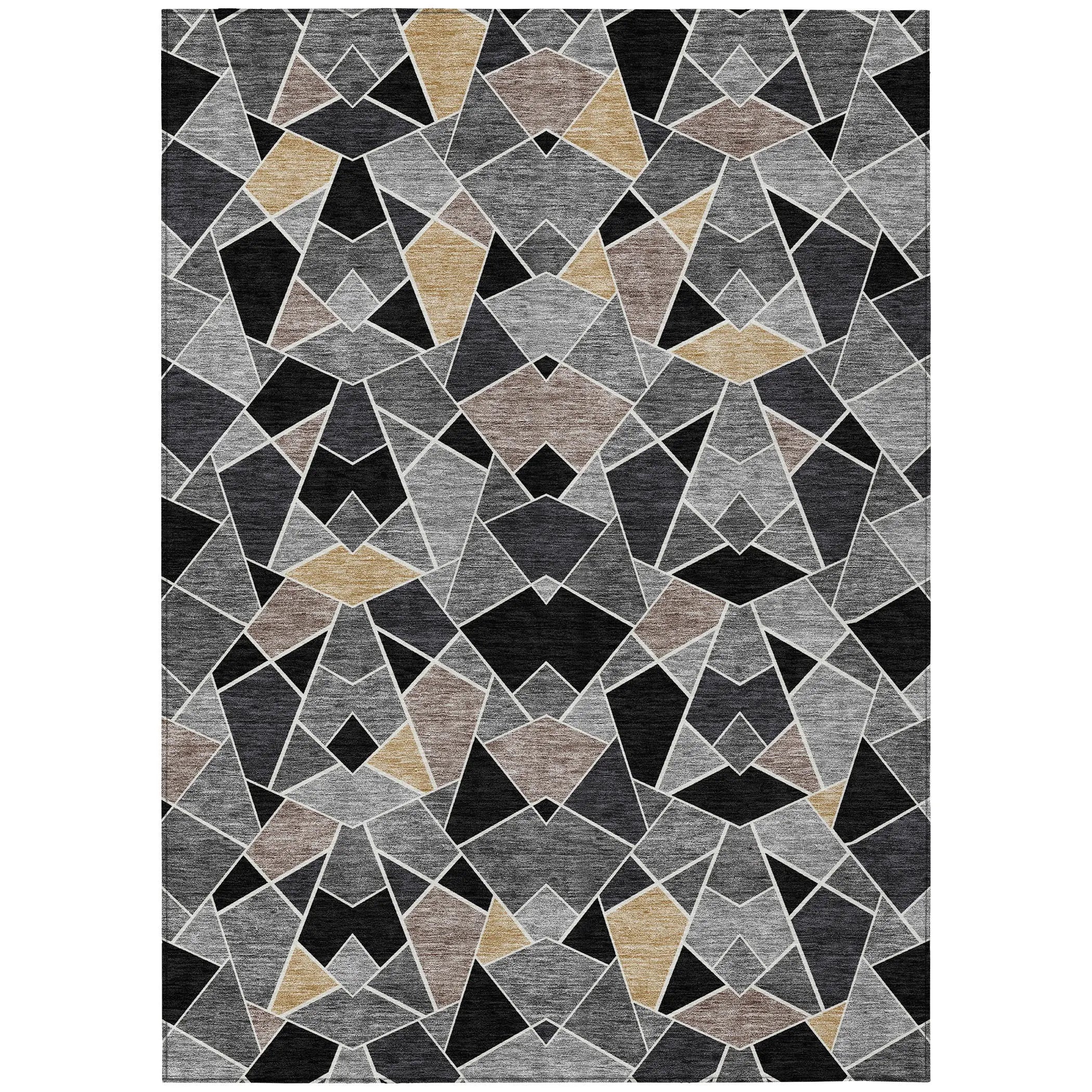8' X 10' Black And Ivory Geometric Washable Indoor Outdoor Area Rug Homeroots Outdoor