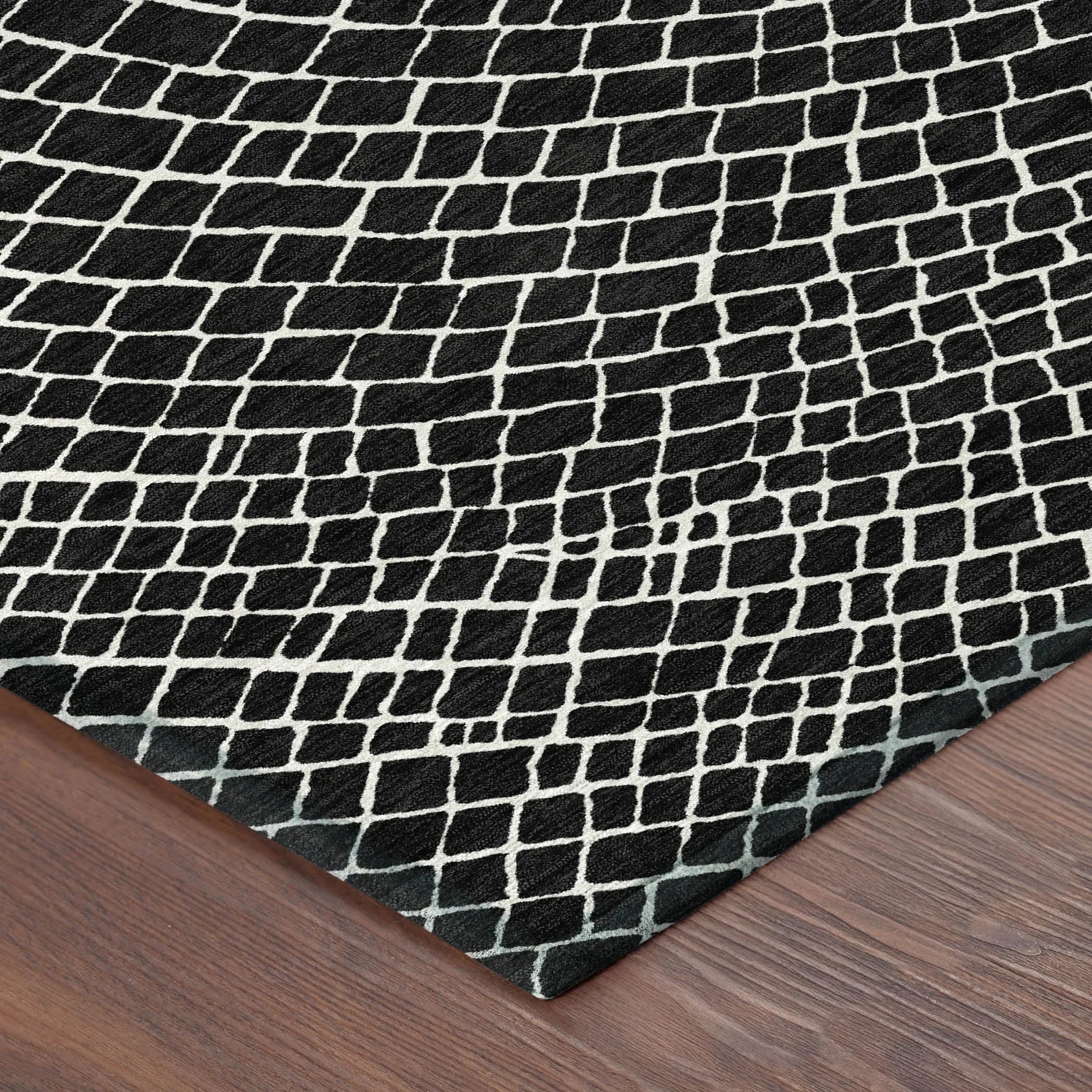 8' X 10' Black And Ivory Geometric Washable Indoor Outdoor Area Rug Homeroots Outdoor