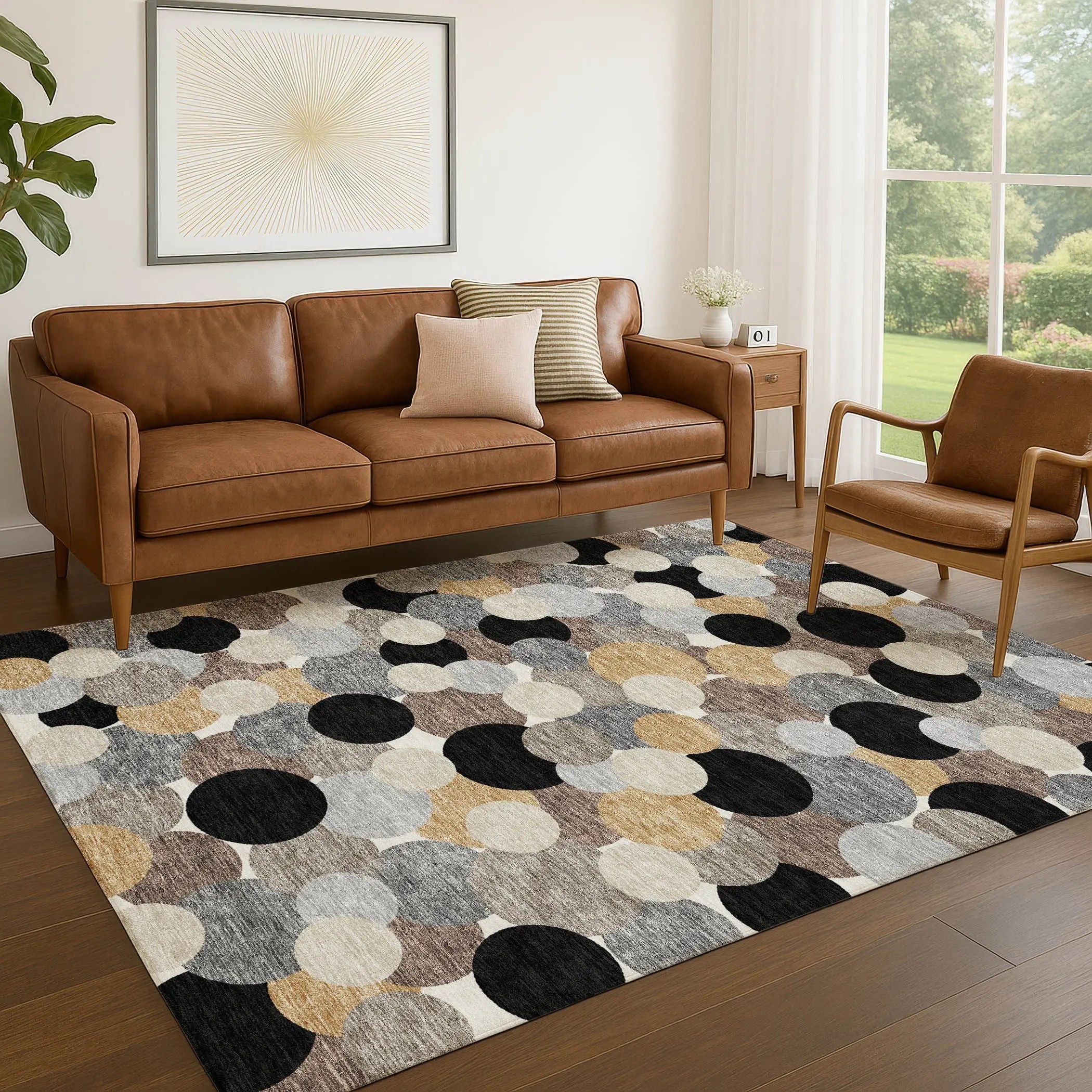 8' X 10' Black And Ivory Geometric Washable Indoor Outdoor Area Rug Homeroots Outdoor
