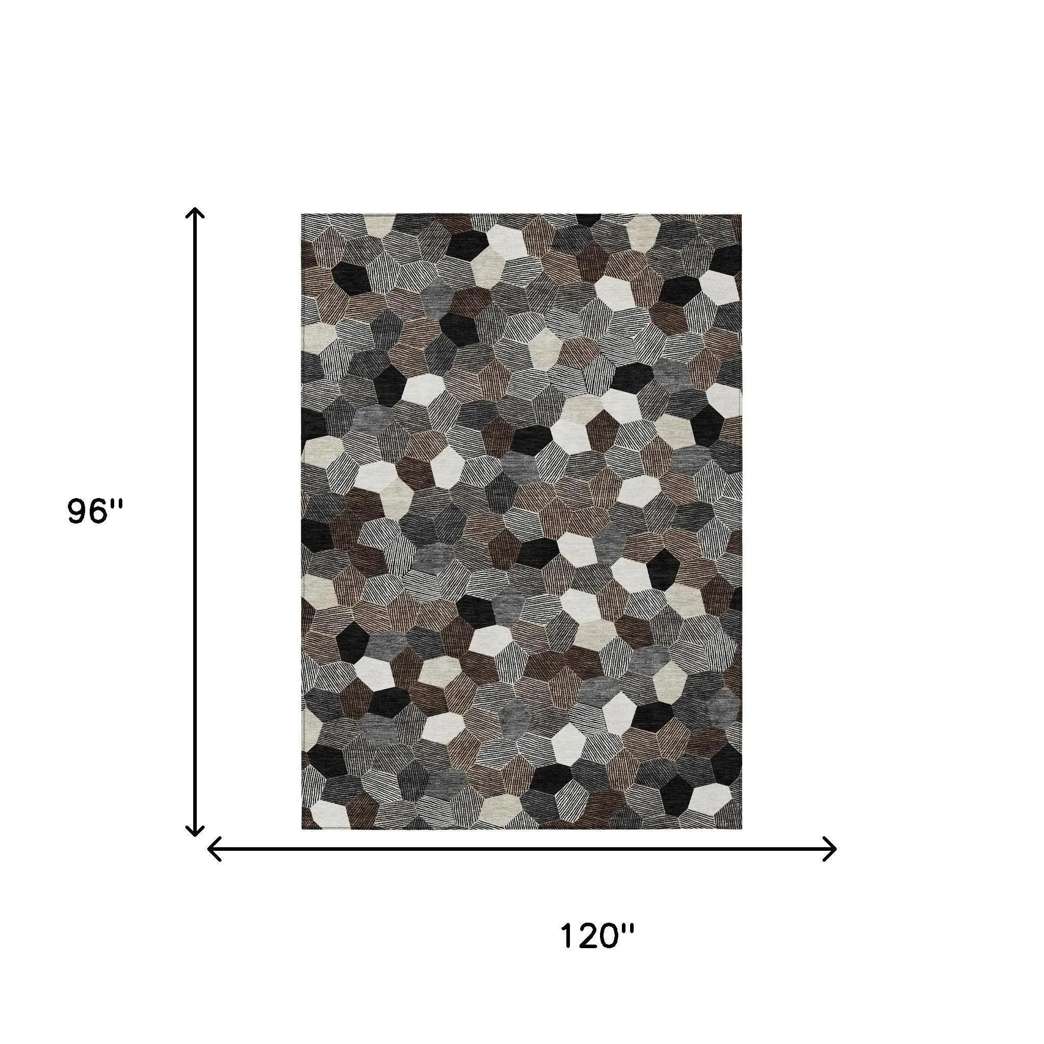 8' X 10' Black And Ivory Geometric Washable Indoor Outdoor Area Rug Homeroots Outdoor