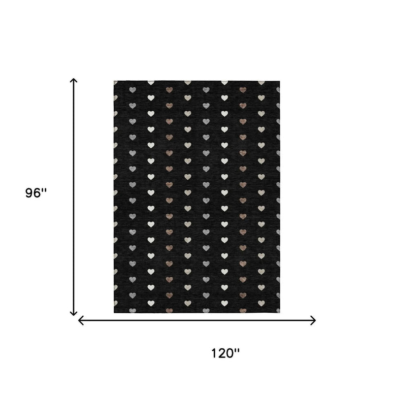 8' X 10' Black And Ivory Geometric Washable Indoor Outdoor Area Rug Homeroots Outdoor