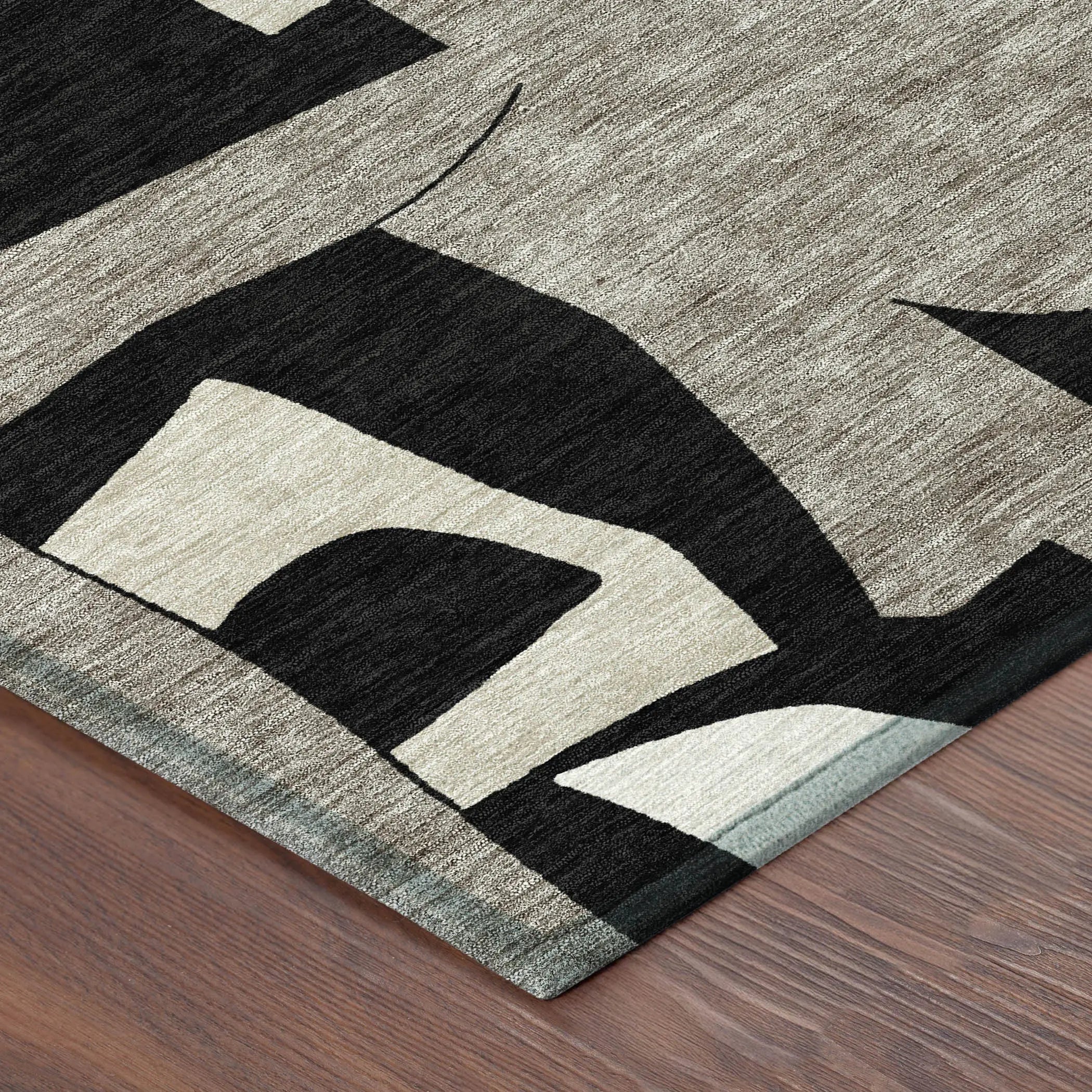 8' X 10' Black And Ivory Geometric Washable Indoor Outdoor Area Rug Homeroots Outdoor