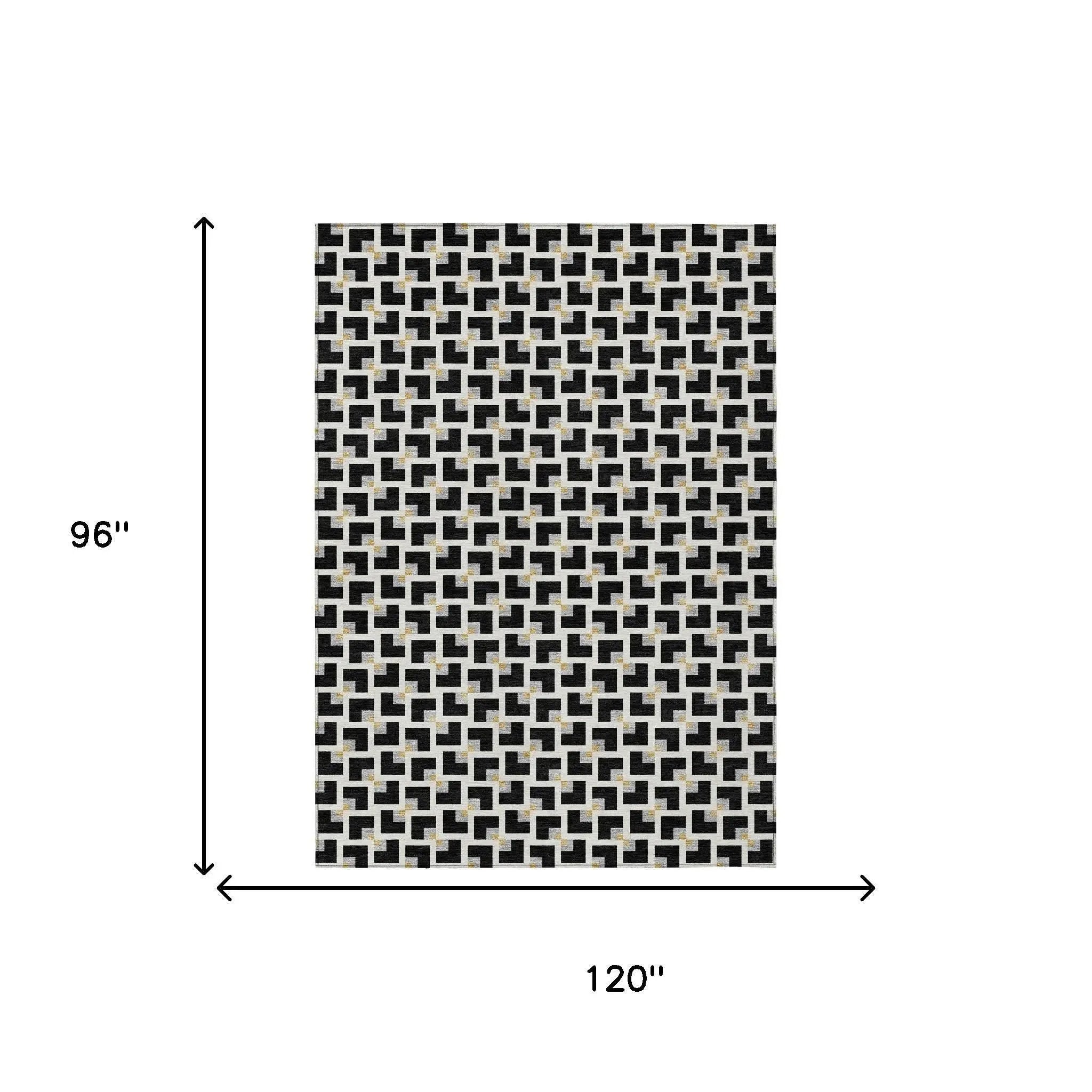 8' X 10' Black And Ivory Geometric Washable Indoor Outdoor Area Rug Homeroots Outdoor