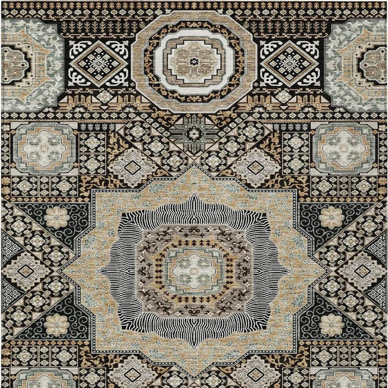 8' X 10' Black And Ivory Oriental Washable Indoor Outdoor Area Rug Homeroots Outdoor